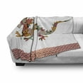 thumbnail image 3 of Dragon Soft Flannel Fleece Throw Blanket, Floral Ornamental Dragon Body Silhouette with Classic Japanese Wavy Folk Pattern, Cozy Plush for Indoor and Outdoor Use, 60" x 80", Multicolor, by Ambesonne, 3 of 6