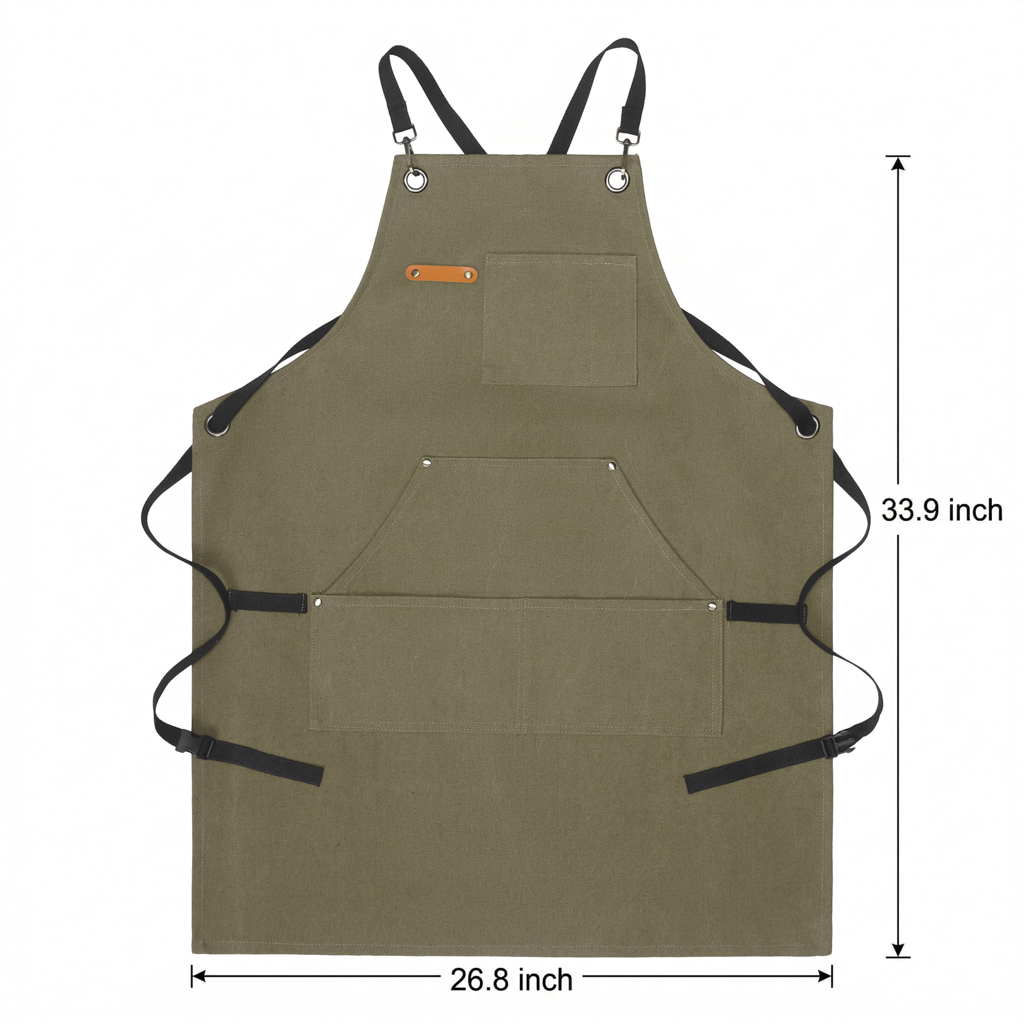 Unique Bargains Adjustable Waterproof Kitchen Apron with Pockets Durable Polyester Green
