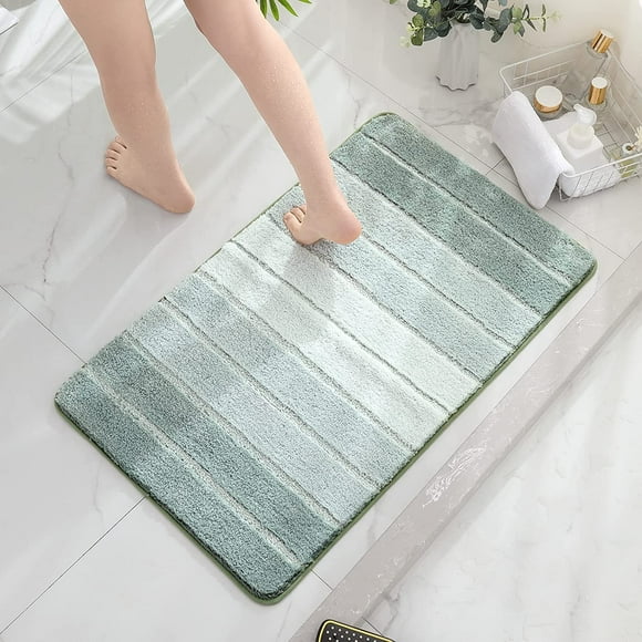 Non Slip Bathroom Rug - Quick-Drying Microfibre Shower Mats for Bathroom, Toilet, Bath Tub, Jacuzzi - Soft Absorbent Bath Mat & Floor Rugs for Shower, Kitchen-Machine-Washable - 17x24,Green