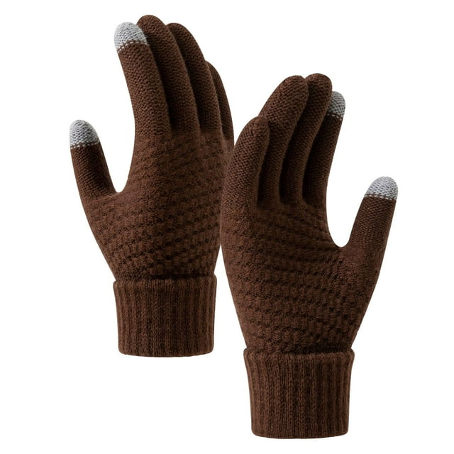 Fgnfyis Ladies Winter Touchscreen Gloves Lined for Cold Weather Riding Warm Knitted Wool and Daily Protection Coffee