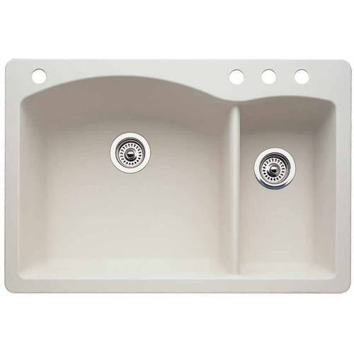 Blanco 441282 4 Diamond 22 X 33 Double Basin Granite Drop In Or Undermount 4 Hole Residential Kitchen Sink Available In Various Colors Walmart Com Walmart Com