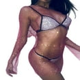 thumbnail image 3 of Women‘s See Through Pearl Rhinestone Cover Up Dress Summer Sheer Mesh Bikini Cover Up Beach Bathing Suit Coverups, 3 of 6