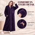 thumbnail image 5 of Robes for Women, LOFIR Long Womens Robes, Cozy Soft Fluffy Fleece Front Zipper Robe, Warm Plush Winter Bathrobe with Side Pockets, Purple, M, 5 of 8