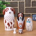 thumbnail image 4 of 5 unids/set perro ruso anidando muñecas madera Matryoshka muñeca manualidades juguetes marrón Ndcxsfigh Nuevos Originales, 4 of 8
