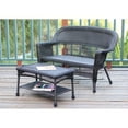 thumbnail image 4 of Jeco Black Wicker Patio Love Seat And Coffee Table Set With Tan Cushion-Color:Black,Material:Wicker, 4 of 4