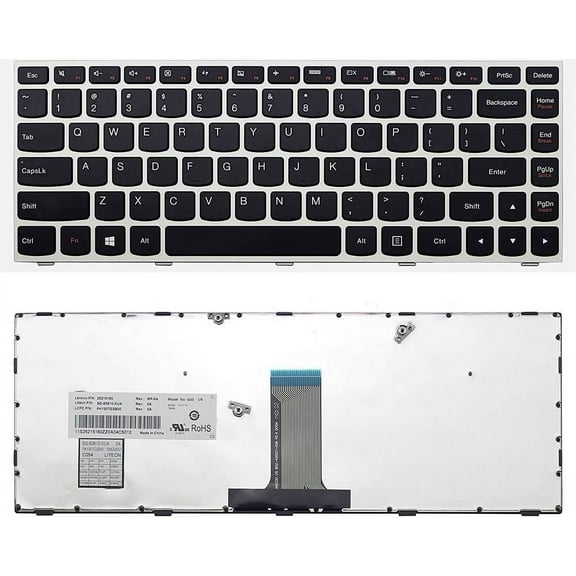 New US Black English Laptop Keyboard (with Silver Frame) Replacement for Lenovo B41-30 B41-35 B41-80 M41-80 Z41-70 B40-30 B40-45 B40-70 B40-80