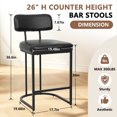 thumbnail image 2 of CRERIYO Counter Height Bar Stools Set of 2, Upholstered Kitchen Island Chairs with Thick Padded Seats, Backrests and Sturdy Metal Frame, Black, 2 of 9