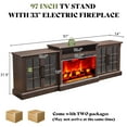 thumbnail image 2 of Merluxy 97" Farmhouse Fireplace TV Stand, Entertainment Center with Large Storage Space and Adjustable Shelf for Living Room, Rustic Brown, 2 of 8