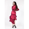 thumbnail image 5 of Asymmetrical Ruffle Bottom Satin Skirt - Deep Plum, M, 5 of 5