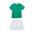 thumbnail image 2 of NAISIBABY Girls Uniform Sets 2-Piece, Short Sleeve T-Shirts and Pleated Skirts School Cheerleading Performance Outfits Green 5T, 2 of 4