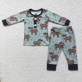 thumbnail image 1 of Venta al por mayor de ropa de dormir para niños pequeños de Navidad de Papá Noel, conjunto de manga larga para niños, pantalones de puntos azules, traje para chico, pijamas infantiles, 1 of 2