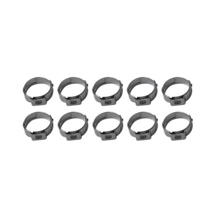 

10 PCS 304 Stainless Steel Single Ear Hose Clamps - Diameter 12.8-15.3mm (Silver)