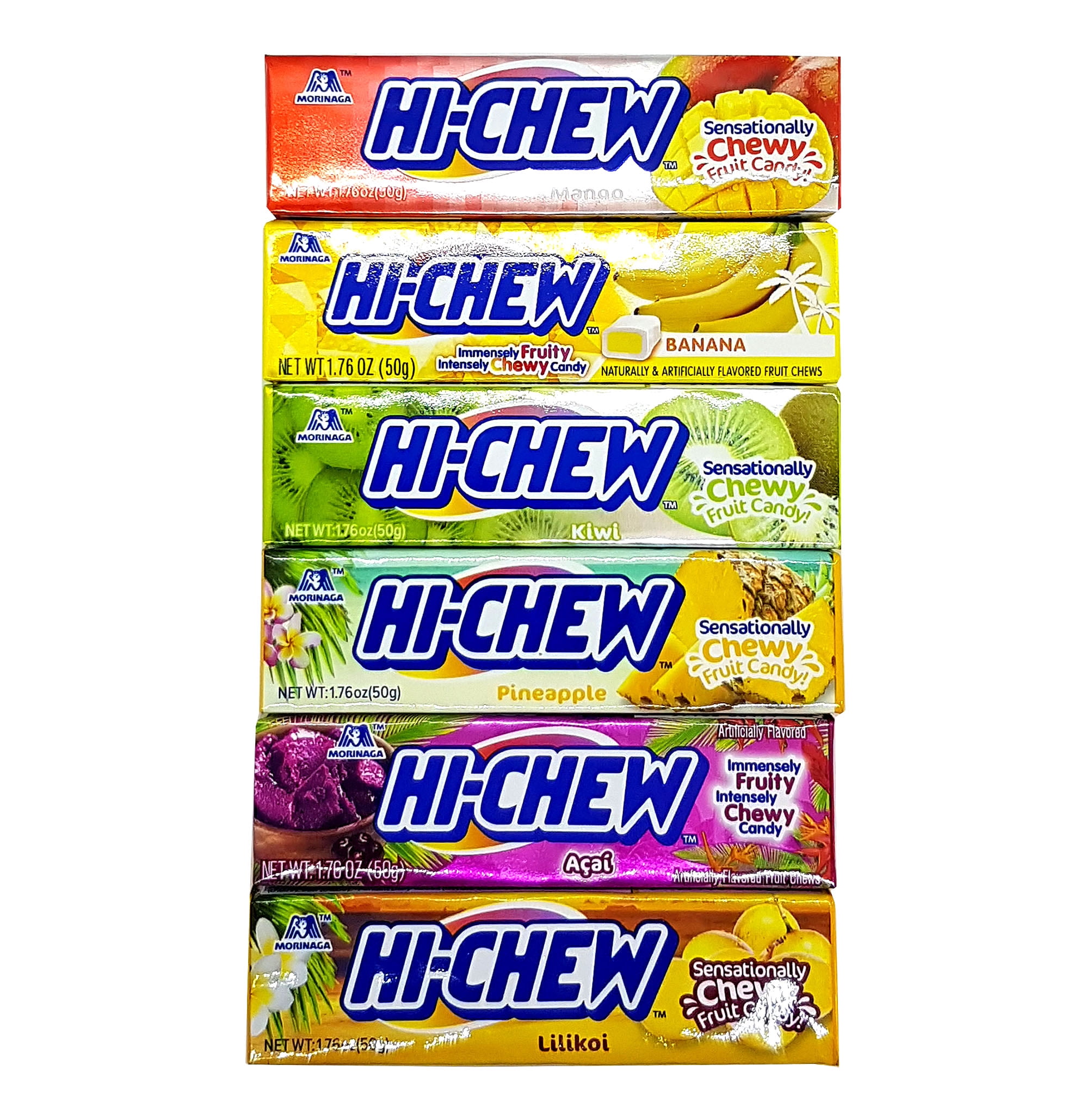 Hichew Sticks Tropical Assorted 6 Flavors Chewy Fruit Candies 1.76 oz