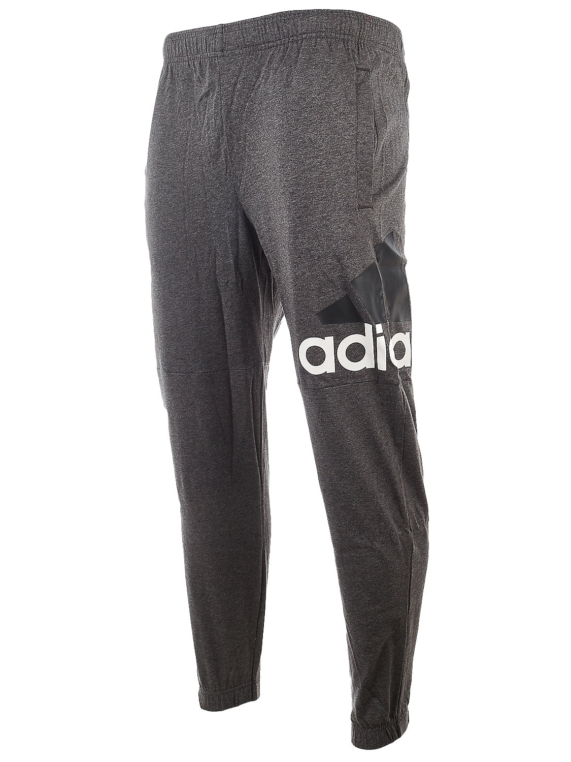 - - Dark Performance Adidas Mens Grey Essentials Heather/White - Logo S Pants