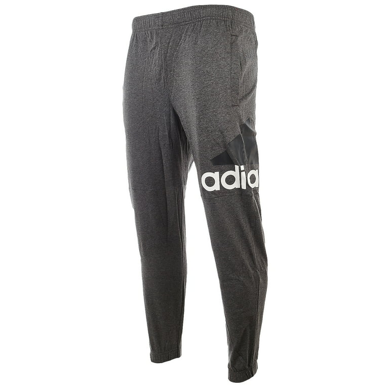 Adidas Essentials Performance Logo Pants - - Dark S - Heather/White Mens Grey