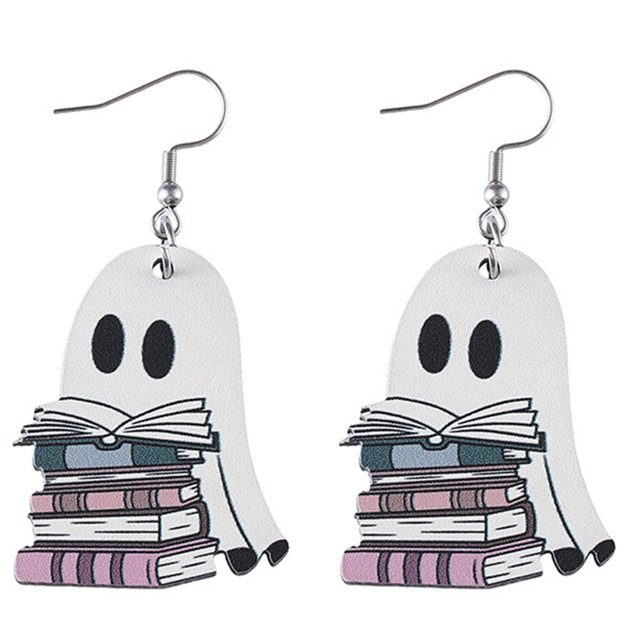 Pendientes Colgantes Lindos Y Divertidos Fantasma Halloween Ligera Gótico Doble Cara Fiesta Regalos