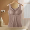 thumbnail image 5 of Women's Winter thermal Fleece Lined Tank Top with Built-in Bra, Seamless Padded Warm Base Layer Vest Underwear Coffee XL(XL), 5 of 9