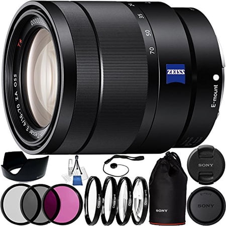 Sony Vario-Tessar T E 16-70mm f/4 ZA OSS Lens 23PC Bundle. Includes Manufacturer Accessories + 3PC Filter Kit (UV-CPL-FLD) + 4PC Macro Filter Set (+1 +2 +4 +10) + Deluxe Starter Kit + Cap Keeper