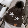 thumbnail image 3 of CC Beanie with Quality Faux Fur Pom & Star Pattern, 3 of 8