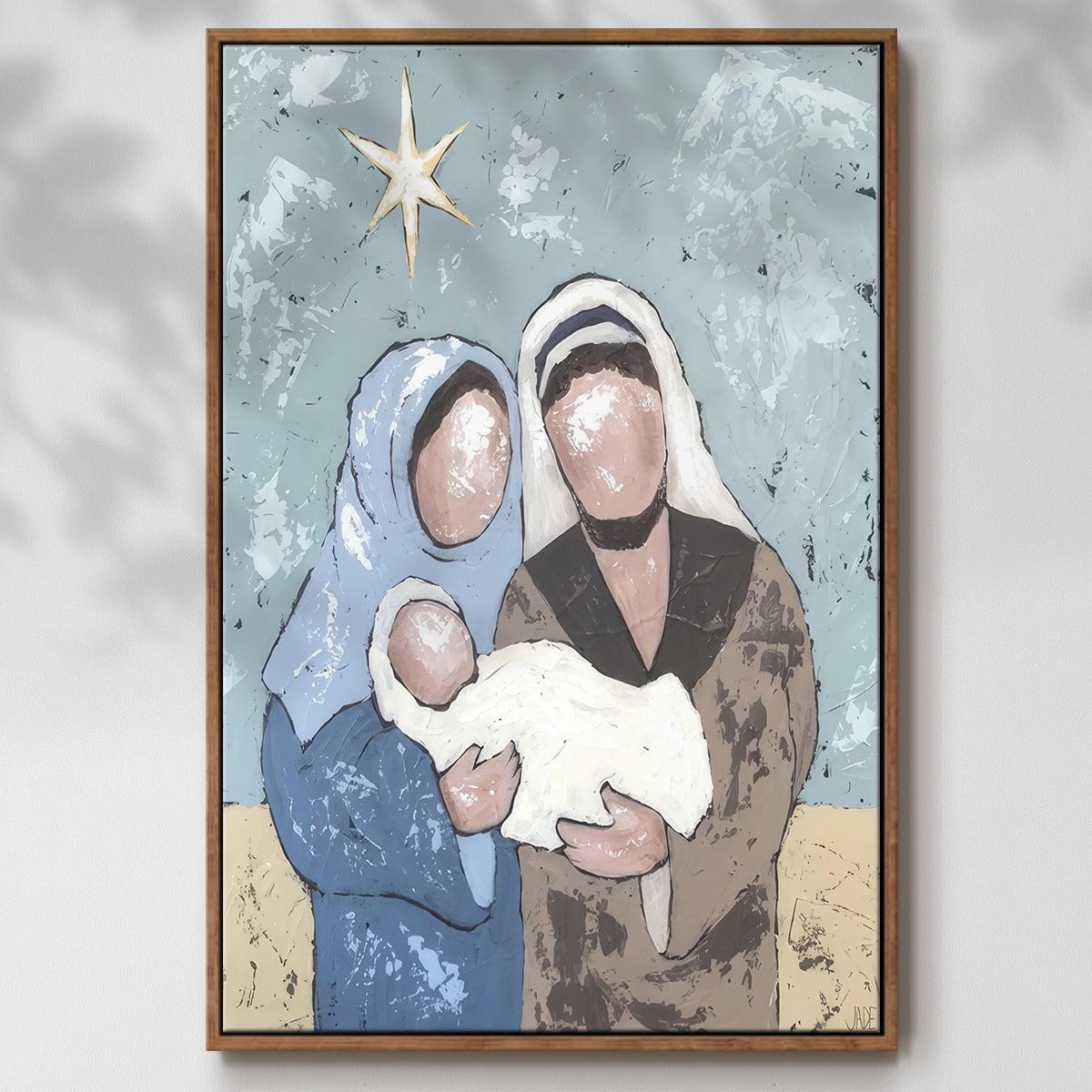 A Silent Night I - Framed Gallery Wrapped Holiday Canvas - 25 x 37 - Rosewood Frame