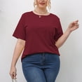 thumbnail image 5 of IROINNID Plus Size Tops For Women Summer Going Out Loose Casual Short Sleeve Round Neck Top Spring Saving, 5 of 8