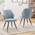 thumbnail image 4 of Andeworld Upholstered Dining Chairs Set of 2, Modern Armless Chairs for Kitchen, Dining Room Chairs, Living Room Accent Side Chairs Leisure Chair with Metal Legs Blue Fabric, 4 of 7