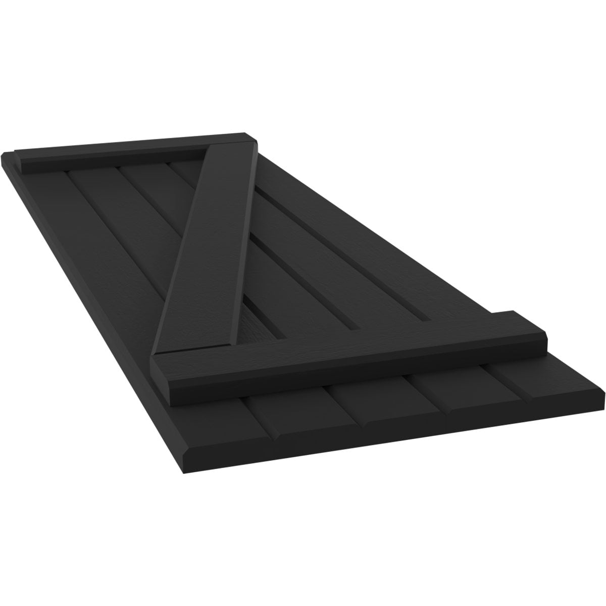 Ekena Millwork 17 1/2"W x 58"H Americraft Five Board (2 Batten) Exterior Real Wood Joined Board-n-Batten Shutters w/ Z-Bar (Per Pair), Black