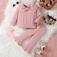 thumbnail image 2 of CZHQWE Girls Size 7 Clothes Girls Summer Clothes Toddler Girl Clothes Drop Shoulder Top Pullover Pants Fall Winter Outfit Set Pink, 2 of 7