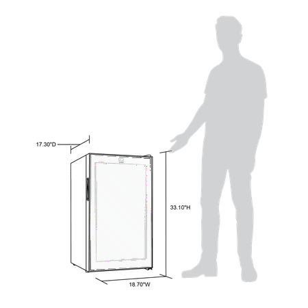 NewAir - 34-Bottle Wine Cooler with Mirrored Double-Layer Tempered Glass Door & Compressor Cooling, Digital Temperature Control - Black