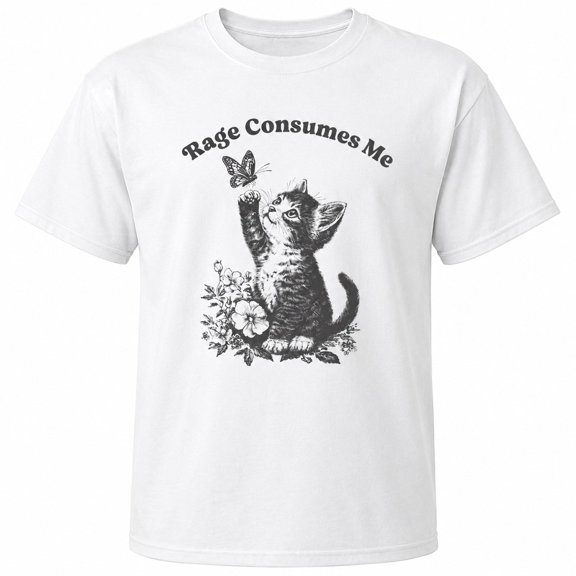 Kitten Butterfly Graphic T-Shirt, Funny Cat Statement Tee, Unisex Classic Fit