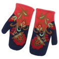 thumbnail image 1 of Guantes transpirables para clima frío para mujer, guantes con bordado de flores de cachemira sintética, 1 of 5