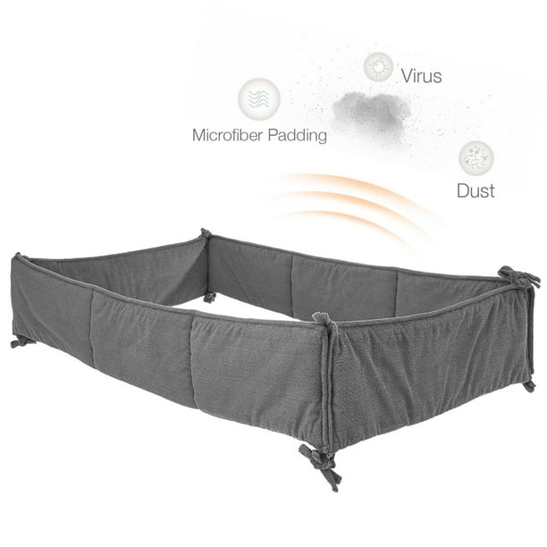 Fiudx Cubrecama para Cuna, Acolchado Suave, Diseño de Algodón Transpirable, Protección Anticolisión, Lavable a Máquina, Fácil de Instalar, Tamaño 132 X 24 Cm, Juego de 4 Piezas