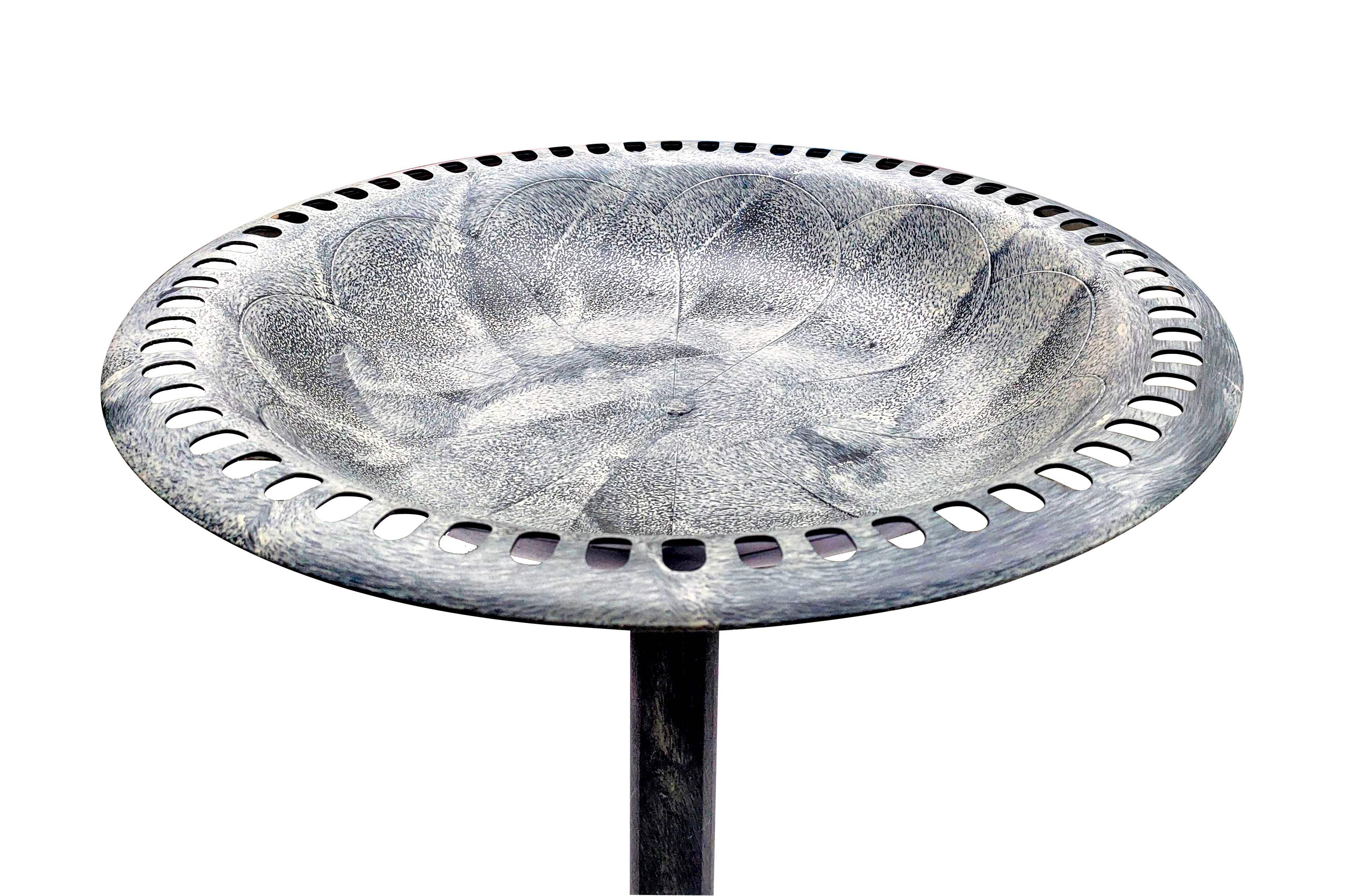 Birdbath Stone Grey 28" Height Pedestal Bird Bath Antique Outdoor Garden Vintage Yard Art Resin Fleur de lis Decoration Accents