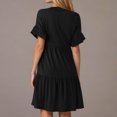 thumbnail image 4 of Vestido de Verano de Manga Corta para las Mujeres una Línea de Playa Casual, Bolsillos de Primavera Suelto Vestido de Poliéster, 4 of 9
