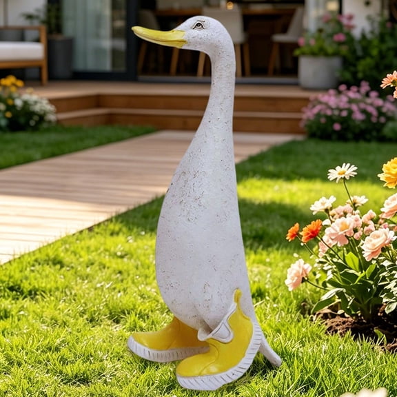 Creatitoy Garden Duck Statue Resin Crafts - Beige Animal Sculptures Creative Decoration for Courtyard, Lawn, Landscape, Balcony Garden, Indoor and Outdoor Decor