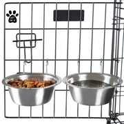 PETMAKER Set of 2 Stainless-Steel Hanging Dog Bowls - 20oz Each