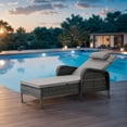 thumbnail image 2 of Gymojoy Patio Rattan Lounge Chair Set of 2,Adjustable 5 Position Backrest Patio Chairse,Outdooe Recliners for ackyard Porch Deck (Gray), 2 of 14