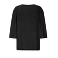 thumbnail image 4 of Women's 3/4 Sleeve V-Neck Eyelet Top 2025 - Summer Holiday Tunic Blouse | Yubnlvae | Summer Tops for Women 2025 Trendy 3/4 Sleeve V Neck Eyelet Shirts (Black | 3XL), 4 of 4