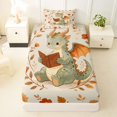 thumbnail image 3 of Homewish Cute Dino Twin Sheets,Autumn Leaves Bedding,Brown,3pcs,1 Fitted Sheet and 1 Pillowcase, 3 of 6