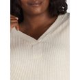 thumbnail image 4 of Terra & Sky Women’s Plus Waffle V Neck Henley Top, Sizes 0X-5X, 4 of 5