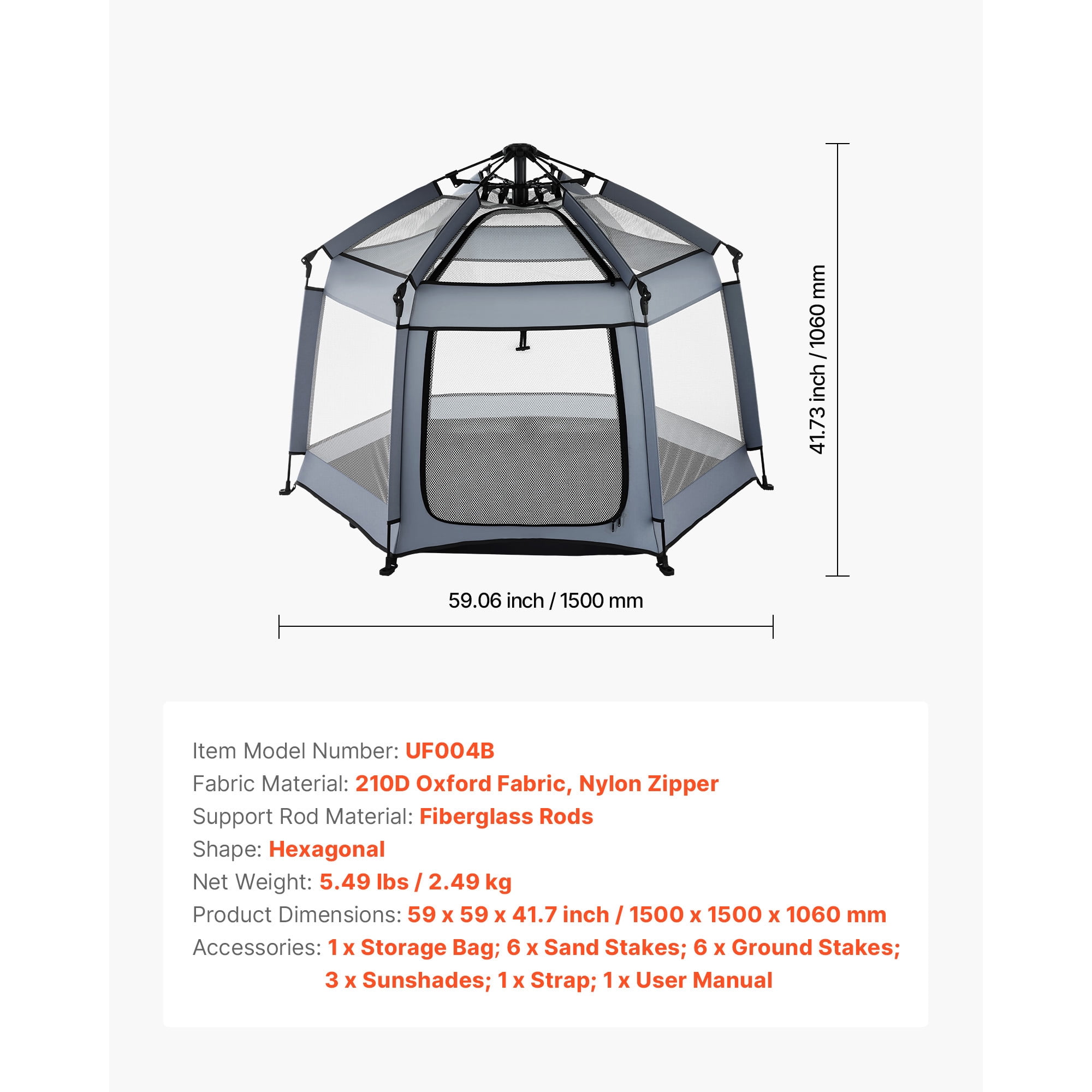 KFFKFF Portable Baby Playpen with Canopy, Foldable Toddler Play Yard for Indoor & Outdoor Use, Lightweight Design with UPF 50+ Sunshade and Travel Bag for Home, Park, or Beach