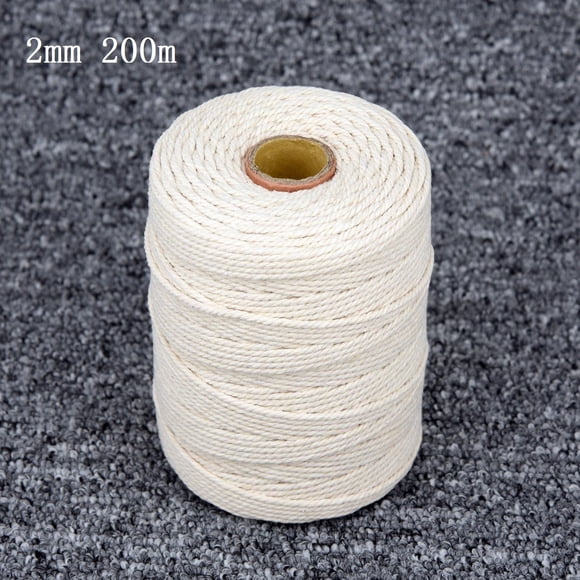 MINGYG 100M/300M de Long Corde de Macramé Beige Fil de Coton Torsadé Bricolage Fournitures Artisanales