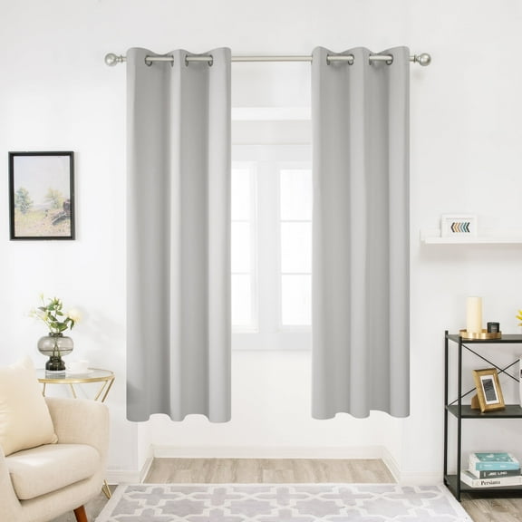 Deconovo Grommet Blackout Curtains 2 Panels, Noise Reducing, Grayish White, 42W x 63L Inch, Thermal Insulated Energy Saving Window for Dining Room