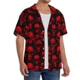 thumbnail image 2 of Logiee Red Skulls Print Men's Button Down Shirts Short Sleeve, Summer Beach Shirts,Vacation Wedding Shirts,Men's Casual Button-Down Shirts with Pocket-Medium, 2 of 5