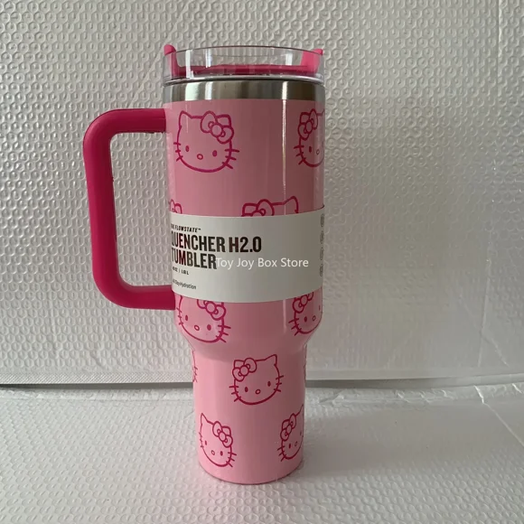 Tasse à Glace Big Mac en Acier Inoxydable 304 de 40Oz Hello Kitty, Dessin Animé Sanrio Coloré, Paille de Voiture, Tasse Isolée à Double Couche, Tasse de Voyage pour Voiture