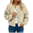 thumbnail image 1 of Plebaso Veste Boutonnée pour Femmes en Molleton Chaud Léger Manteau à Manches Longues avec Poches, 1 of 7
