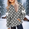 thumbnail image 4 of hengsof Girls Hooded Sweatshirt Stylish Polka Dot Bow Print Pullovers Long Sleeve Hoodie Kids Crewneck Fall Tops 4-14Y Blouse with Pockets, 4 of 5