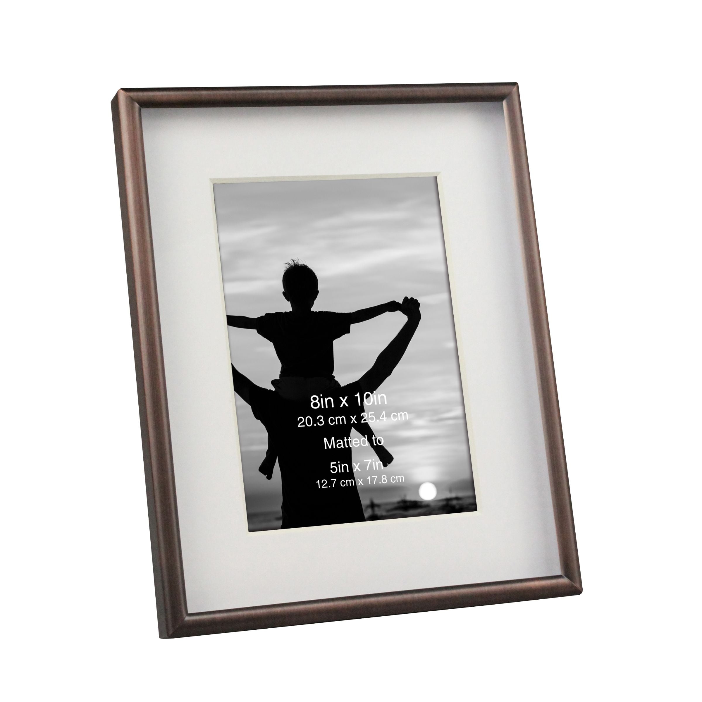Better Homes & Gardens 8" x 10" Matted to 5" x 7" Rectangle Metal Wall Mounted Picture Frame, Bronze