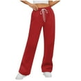 thumbnail image 3 of Women's Casual Solid Color Lace Up Straight Leg Sports Slacks2, 3 of 6