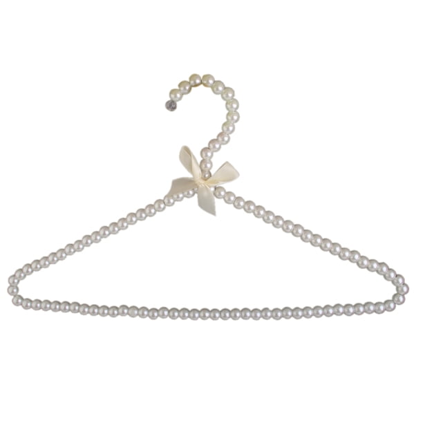 Gancho Para Perchas De Ropa Sunnimix Con Lazo De Perlas De Plástico Blanco 39cm